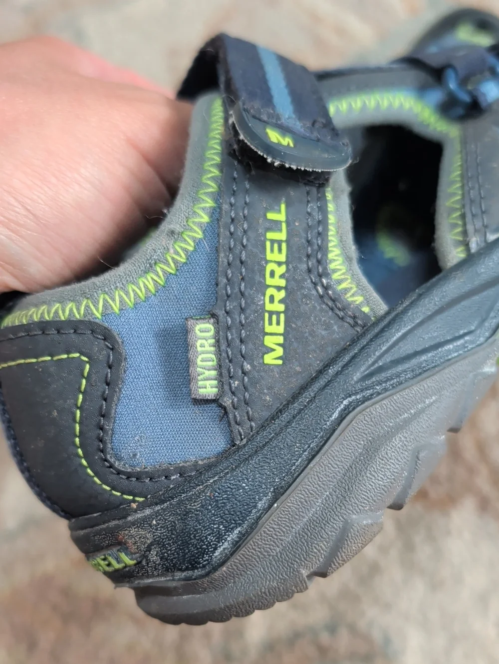 Merrell Kids Navy and Lime Hydro Closed-Toe Water Sandals